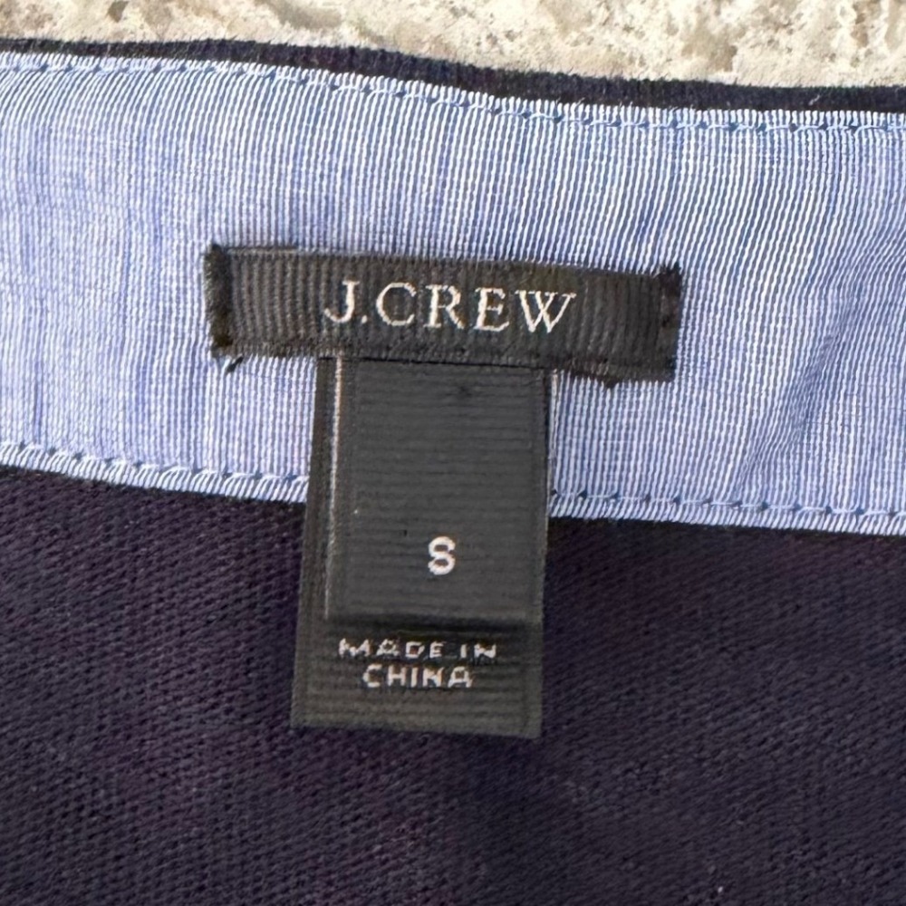 J. Crew 100% Cotton Dress Tunic Cover-Up Navy Blue 3/4 Sleeve Contrast Trim SZ S - Picture 6 of 9